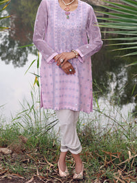 Purple Khaddi Net Tunic - AL-LK-783
