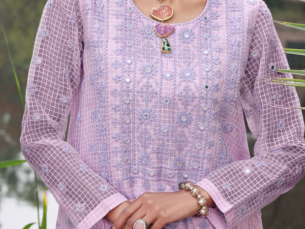 Purple Khaddi Net Tunic - AL-LK-783