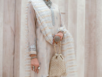 Beige Organza 3 Piece Formal Stitched - AL-3PS-LS-317A