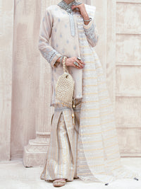 Beige Organza 3 Piece Formal Stitched - AL-3PS-LS-317A