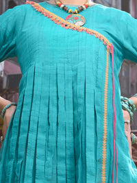 Turquoise Dobby Cotton Tunic - AL-LK-791