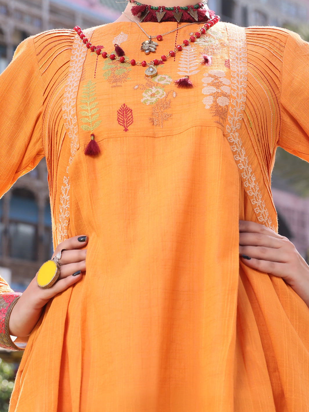 Orange Dobby Cotton Tunic - AL-LK-793