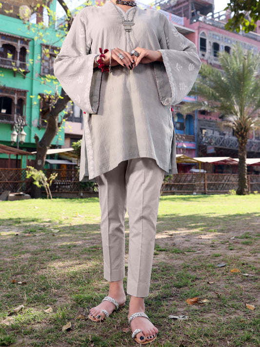 Grey Dobby Cotton Tunic - AL-LK-794