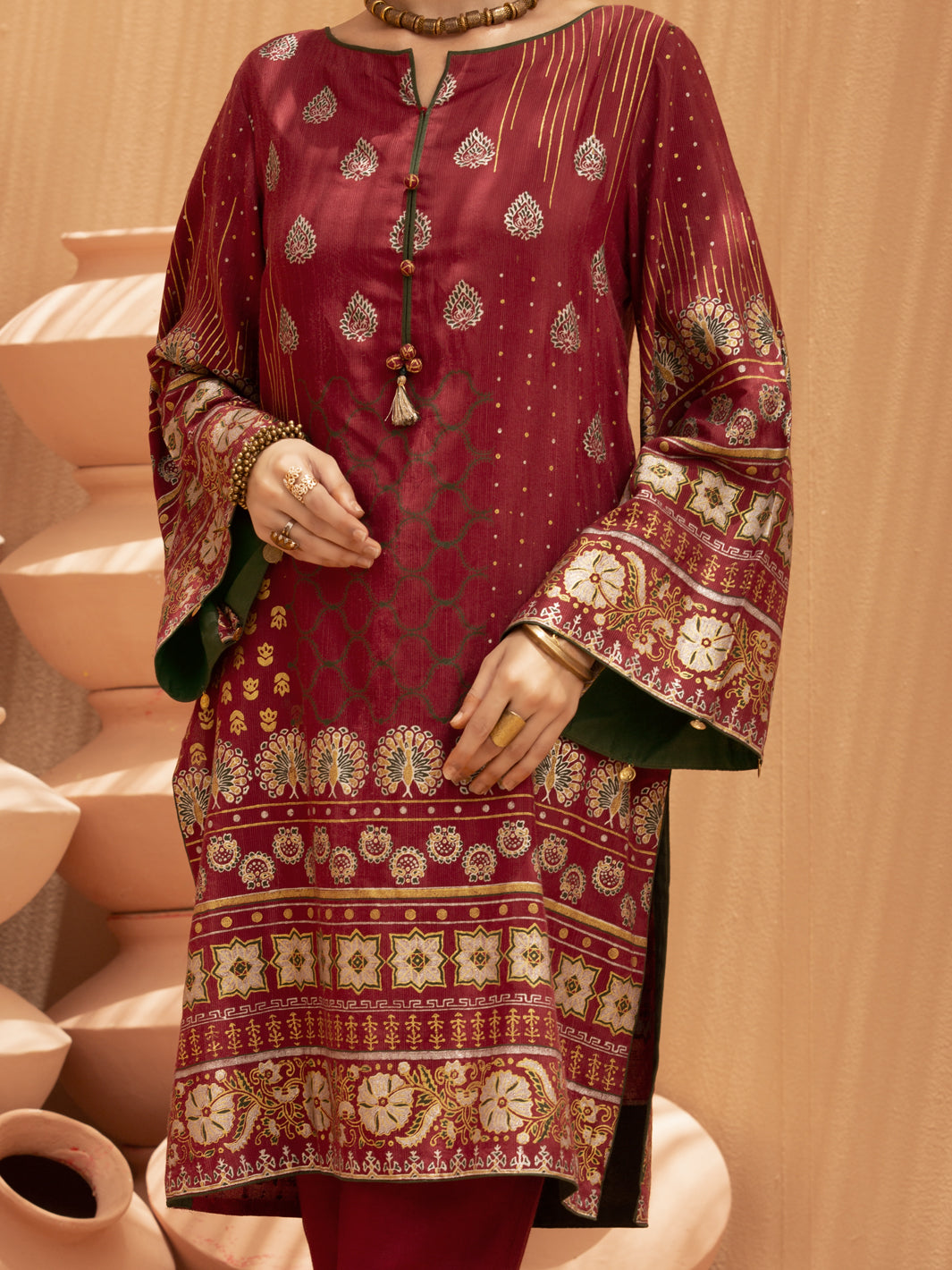 Maroon Viscose Tunic - AL-LK-821