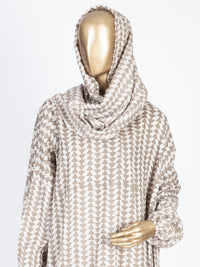 Beige-Brown Viscose Salah Robe - AL-LK-824C