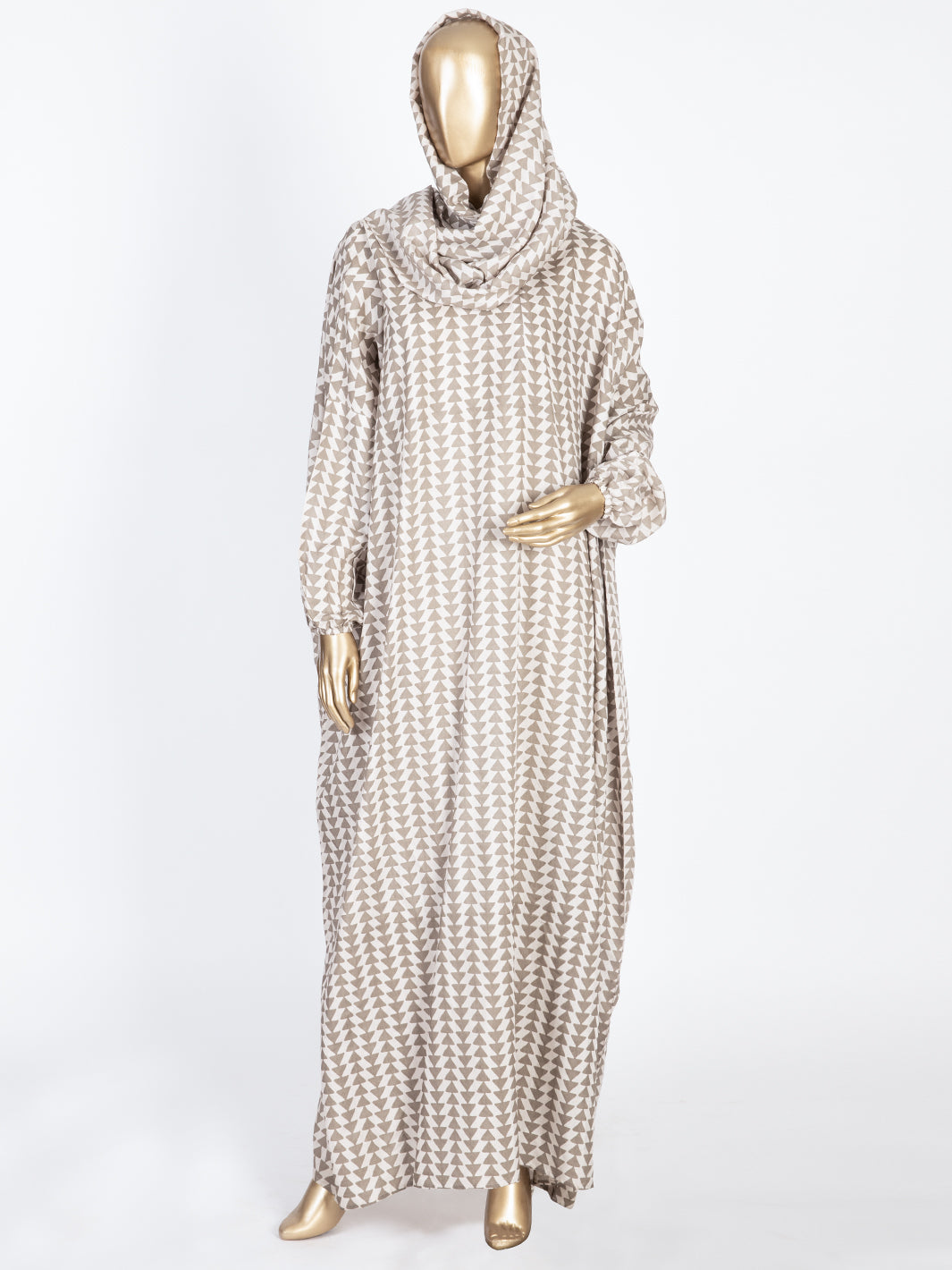 Beige-Brown Viscose Salah Robe - AL-LK-824C