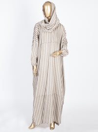 Beige-Brown Viscose Salah Robe - AL-LK-824C