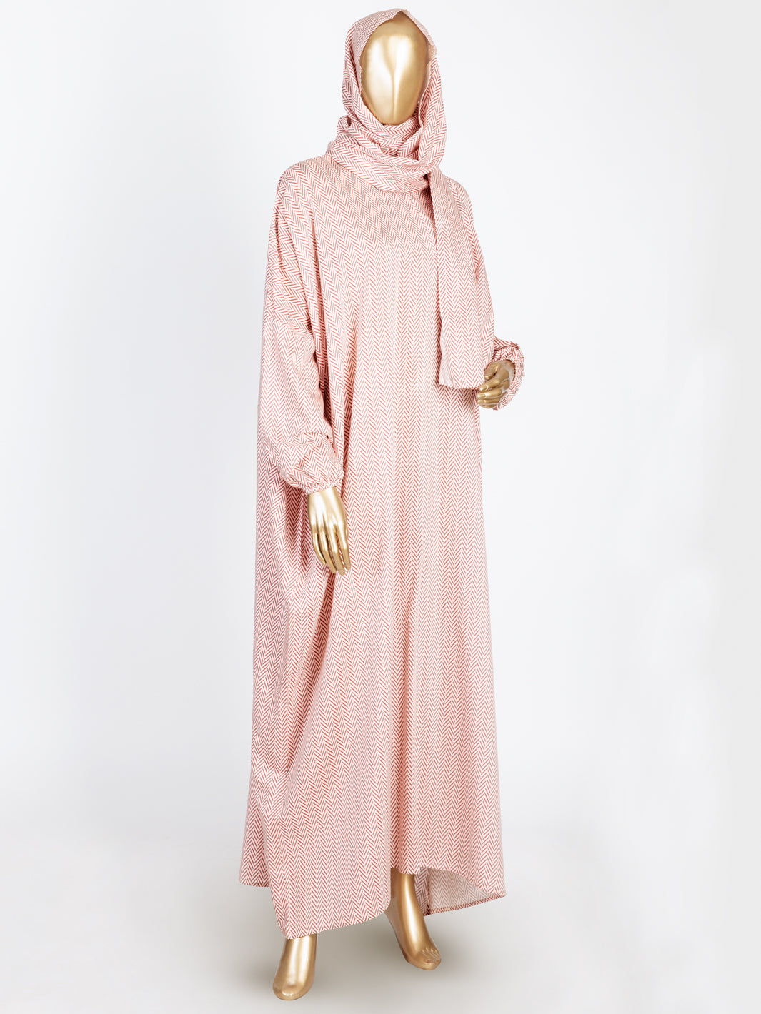 Red-White Viscose Salah Robe - AL-LK-824D – Almirah