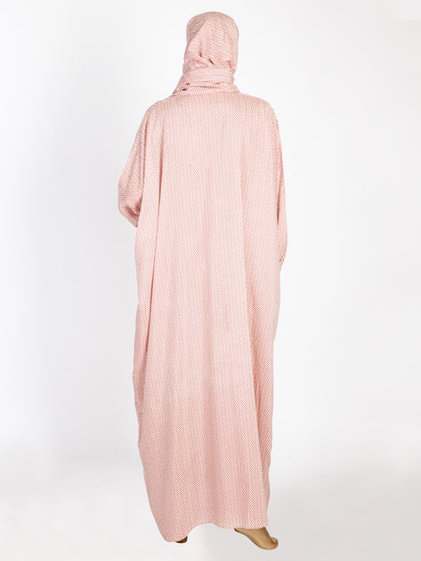 Red-White Viscose Salah Robe - AL-LK-824D – Almirah