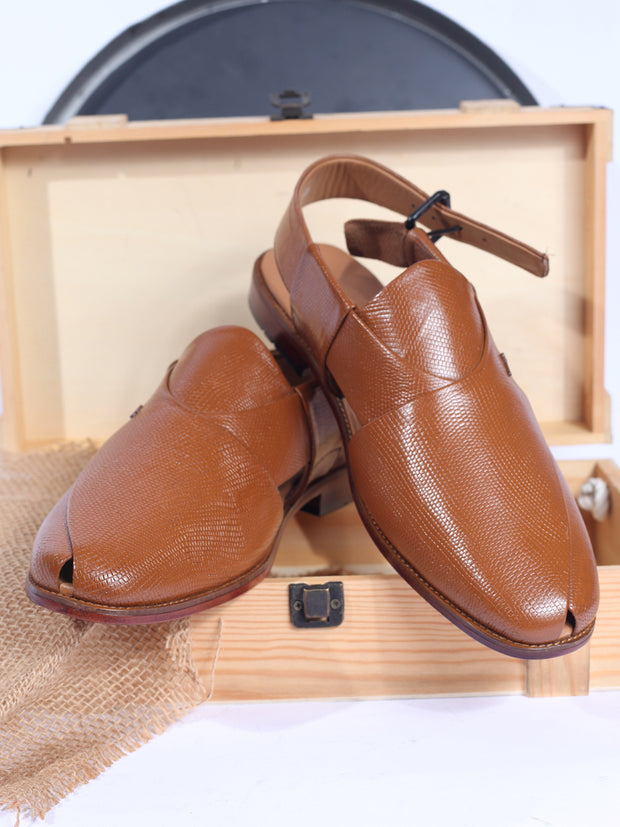 Mustard Leather Peshawari Chappal - AL-MFW-HC-149