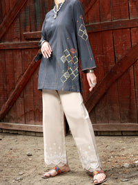 Dark Grey Paper Cotton Tunic - AL-LK-830