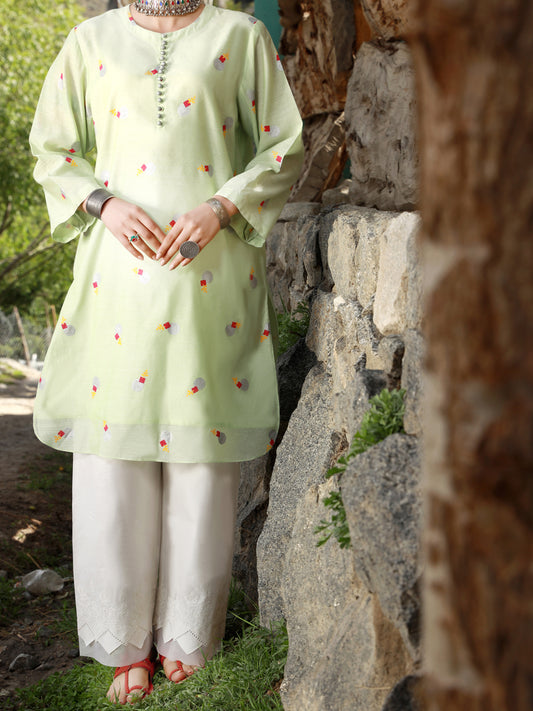 Light Green Paper Cotton Tunic - AL-LK-828B