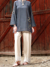 Dark Grey Paper Cotton Tunic - AL-LK-830