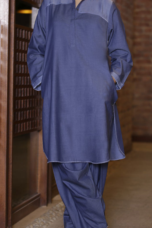 Blue Denim 2Pc Stitched - AL-LKS-195