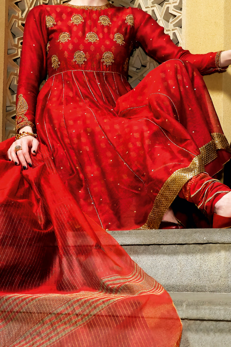 Red Viscose 2Pc Stitched - LKS-643
