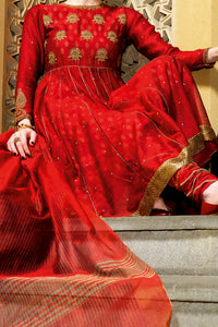 Red Viscose 2Pc Stitched - LKS-643