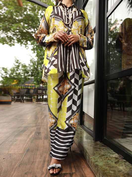 Black Satin 2Pc Stitched - AL-2PS-LKS-843