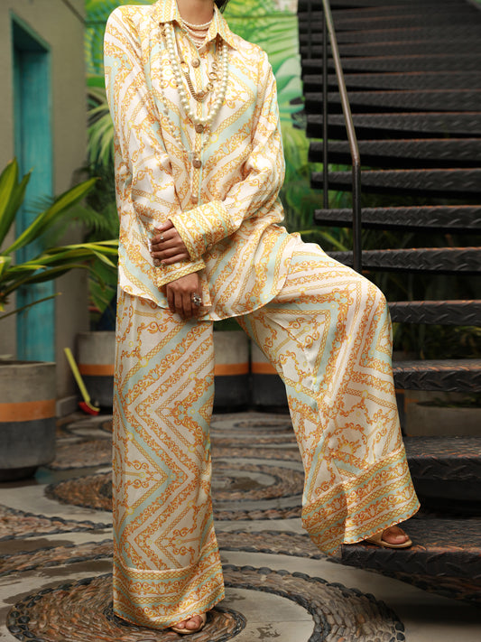 Cream Satin 2Pc Stitched - AL-2PS-LKS-844