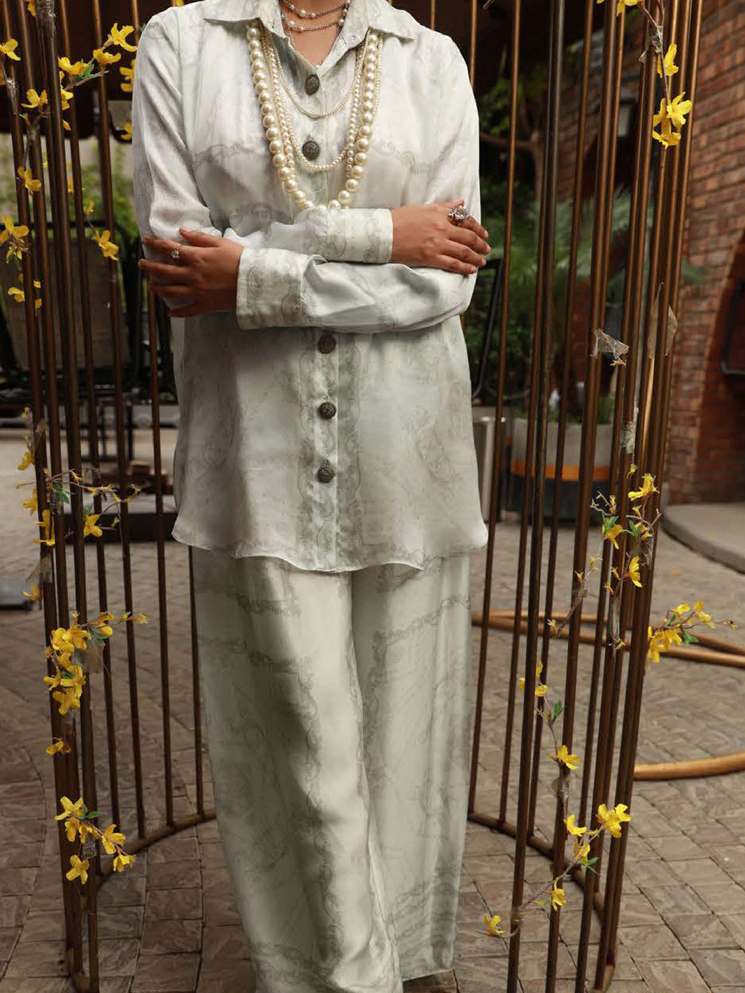 Grey Satin 2Pc Stitched - AL-2PS-LKS-846