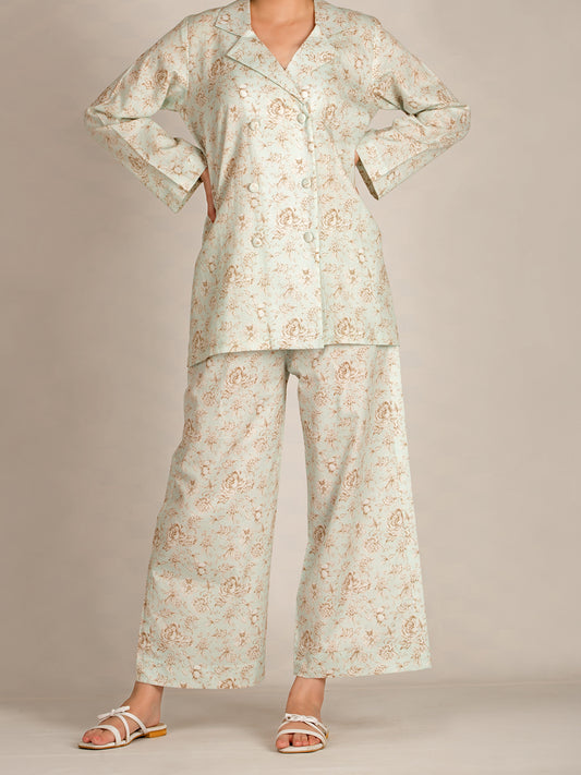Sky Blue 2 Piece Stitched Nightwear - AL-LKS-NW-1002