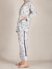 Blue & White 2 Piece Stitched Nightwear - AL-LKS-NW-1004