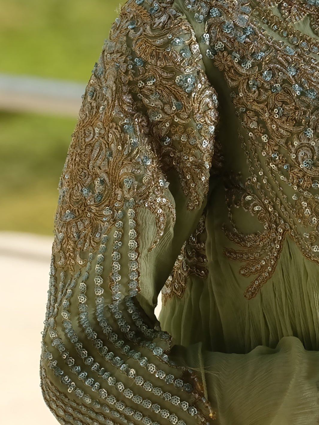 Pistachio Green Chiffon 2Pc Formal Suit - LS-260