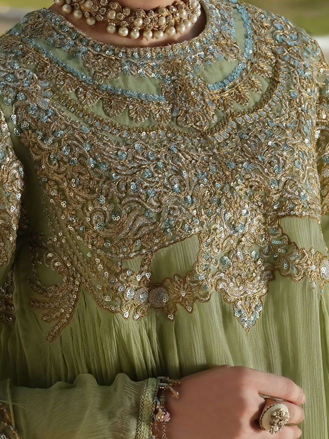 Pistachio Green Chiffon 2Pc Formal Suit - LS-260