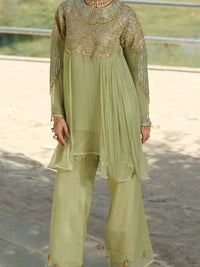 Pistachio Green Chiffon 2Pc Formal Suit - LS-260