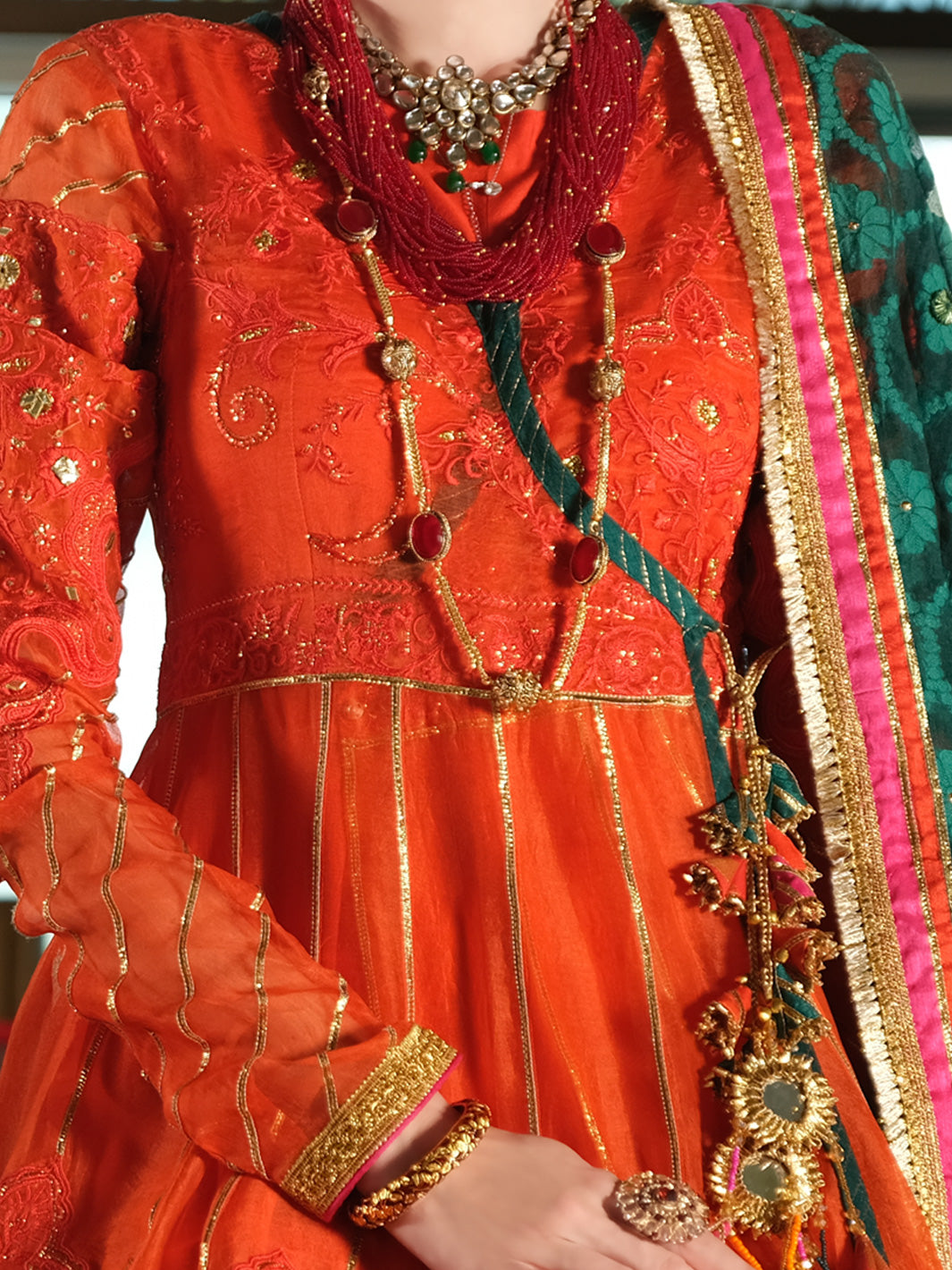 Orange Organza 3 Piece Formal - AL-3PS-LS-286