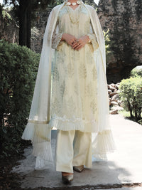 Off White Net & Silk 3 Piece Formal Unstitched - LS-303