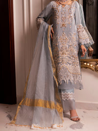 Grey Raw Silk 3Pc Formal Unstitched - AL-3PS-LS-UN-347