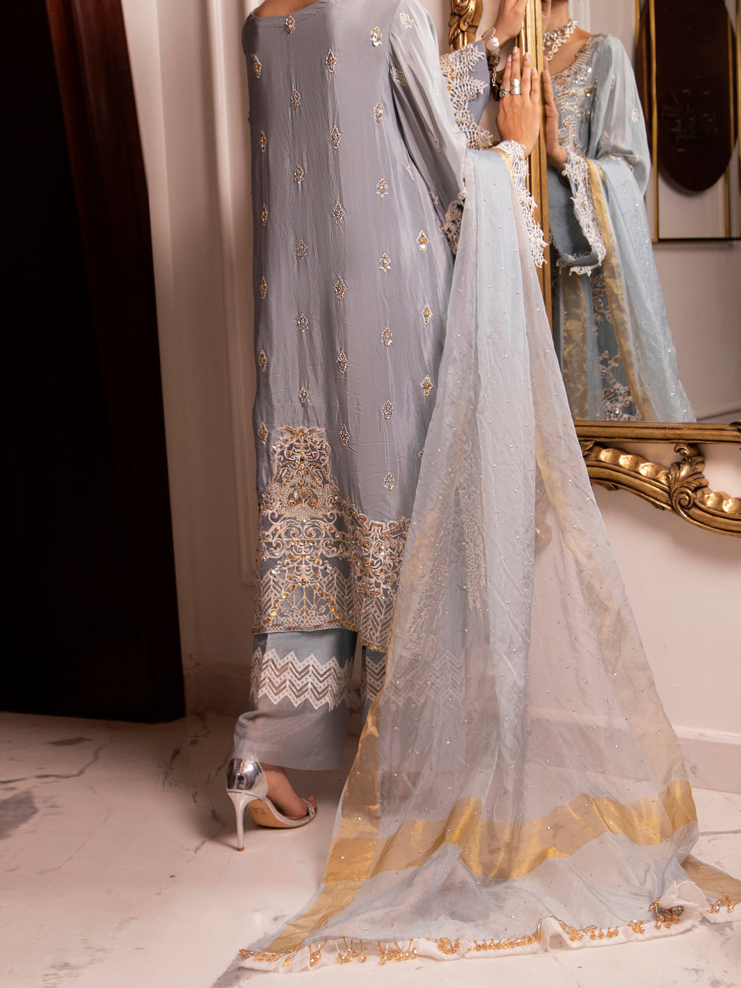 Grey Raw Silk 3Pc Formal Unstitched - AL-3PS-LS-UN-347