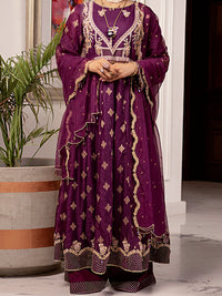 Purple Jacquard-Organza 3Pc Formal Unstitched - AL-3PS-LS-UN-348