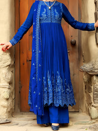 Blue 3Pc  Formal Khaddi Unstitched - AL-3PS-LS-UN-368