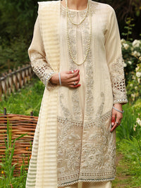 Off White 3Pc Formal Unstitched - AL-3PS-LS-UN-370