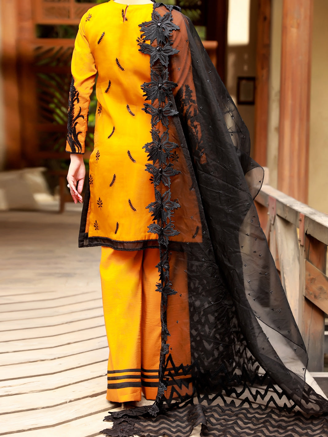 Mustard 3Pc Formal Unstitched - AL-3PS-LS-UN-377