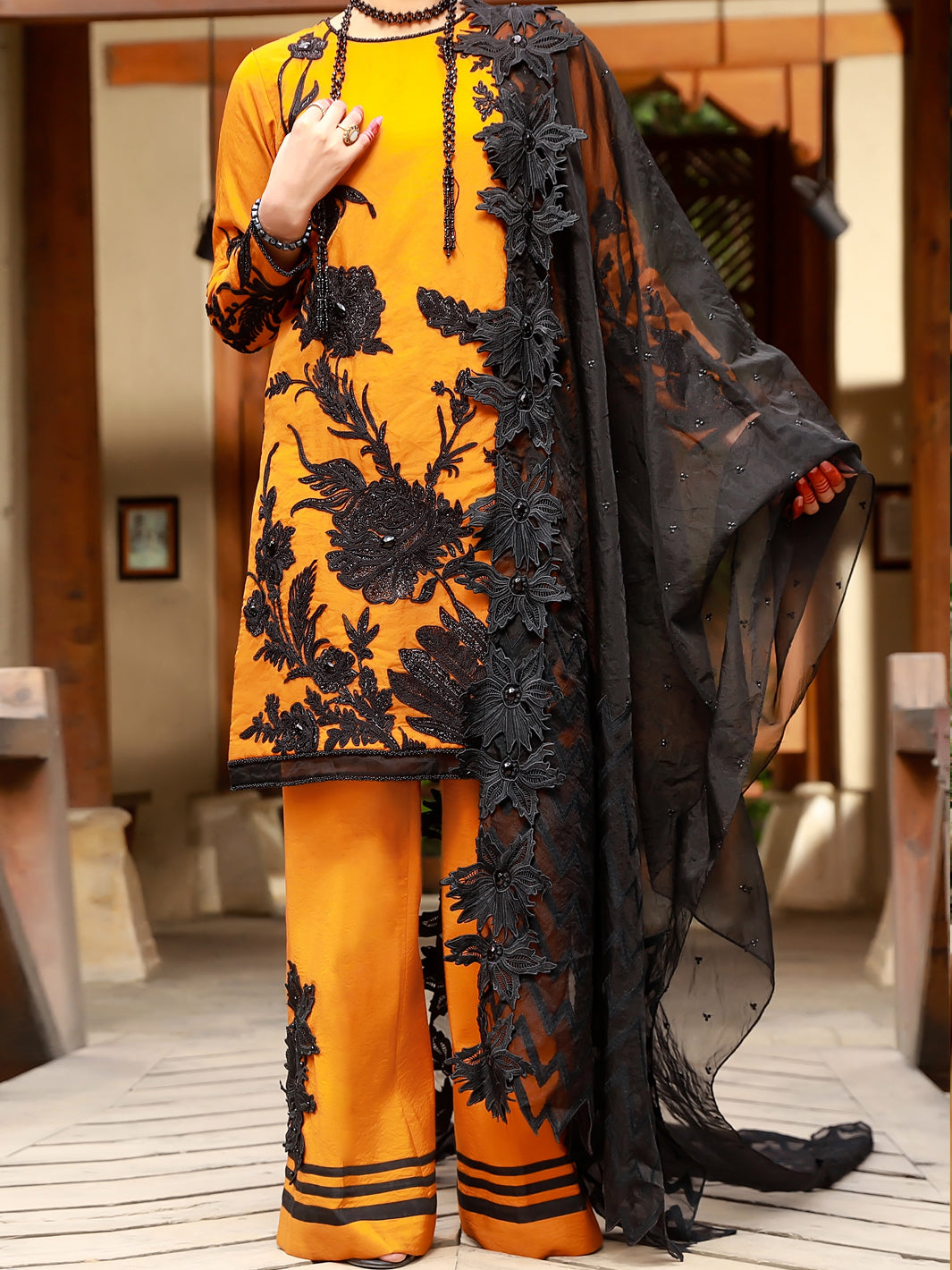 Mustard 3Pc Formal Unstitched - AL-3PS-LS-UN-377