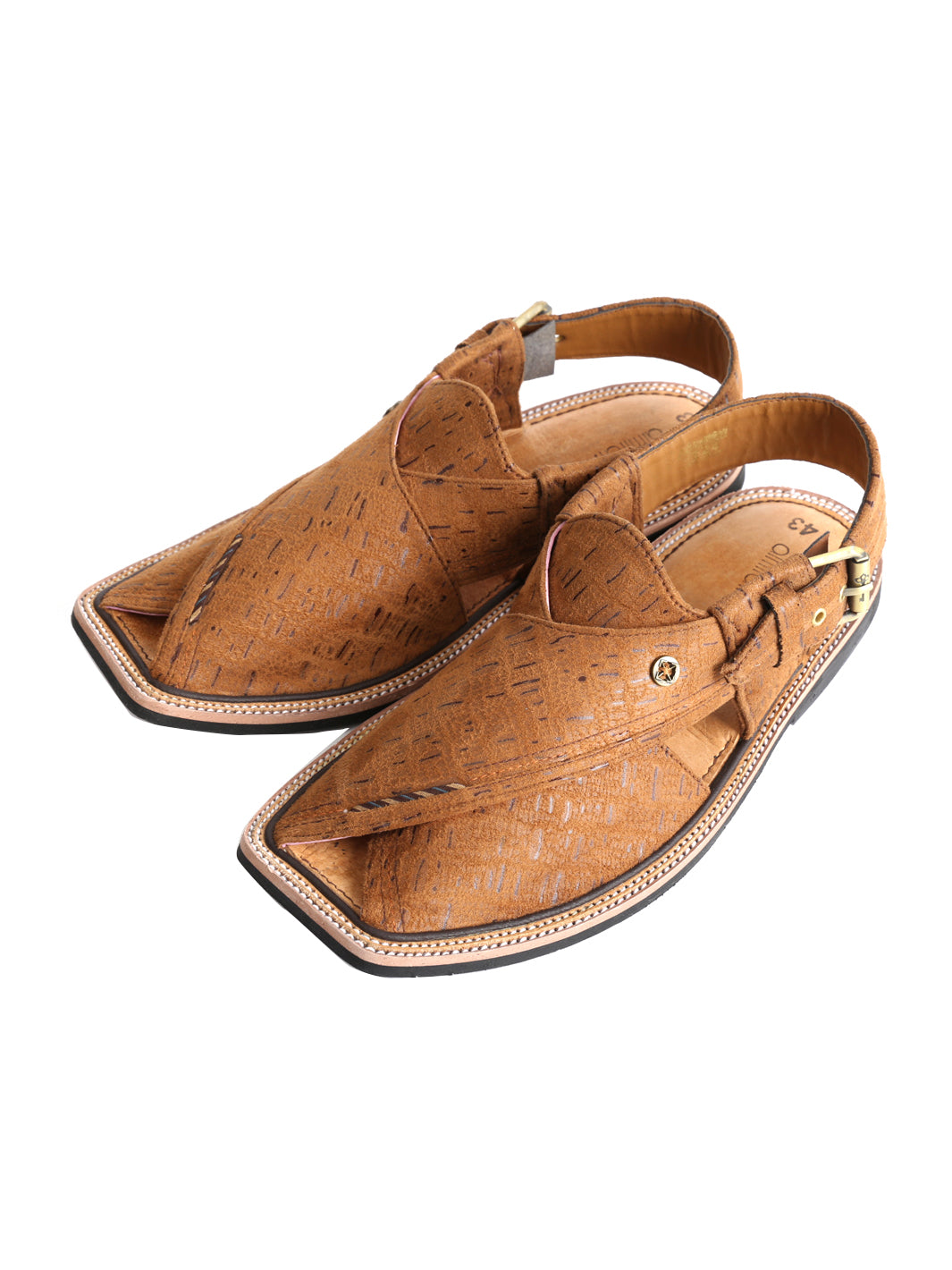 Brown Denim Peshawari Chappal - AL-MFW-FB-124
