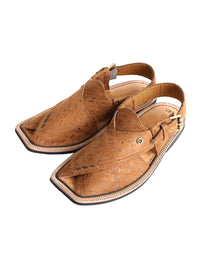 Brown Denim Peshawari Chappal - AL-MFW-FB-124