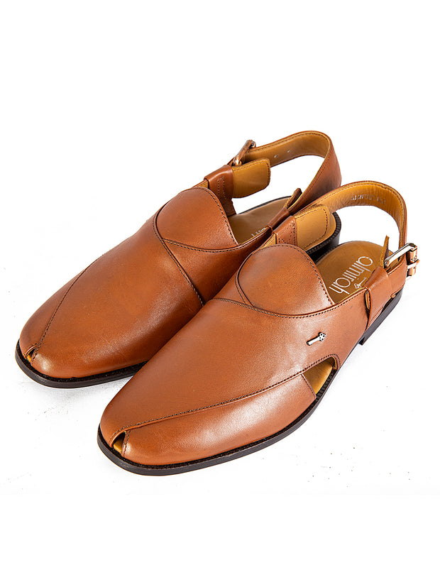 Brown Leather Peshawari Chappal - AL-MFW-HC-142