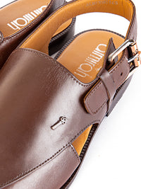 Dark Brown Leather Peshawari Chappal - AL-MFW-HC-145