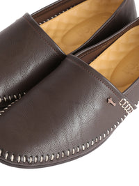 Coffee Leather Slip-On - AL-MSHO-012-20