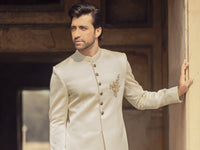 Cream Blended Fabric Prince Coat  - AL-PCS-024