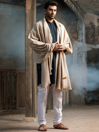 Beige Blended Shawl For Men - AL-SH-003