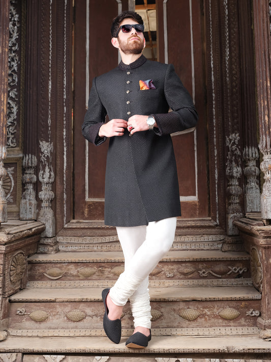 Black Sherwani - AL-SW-106 - Almirah Online