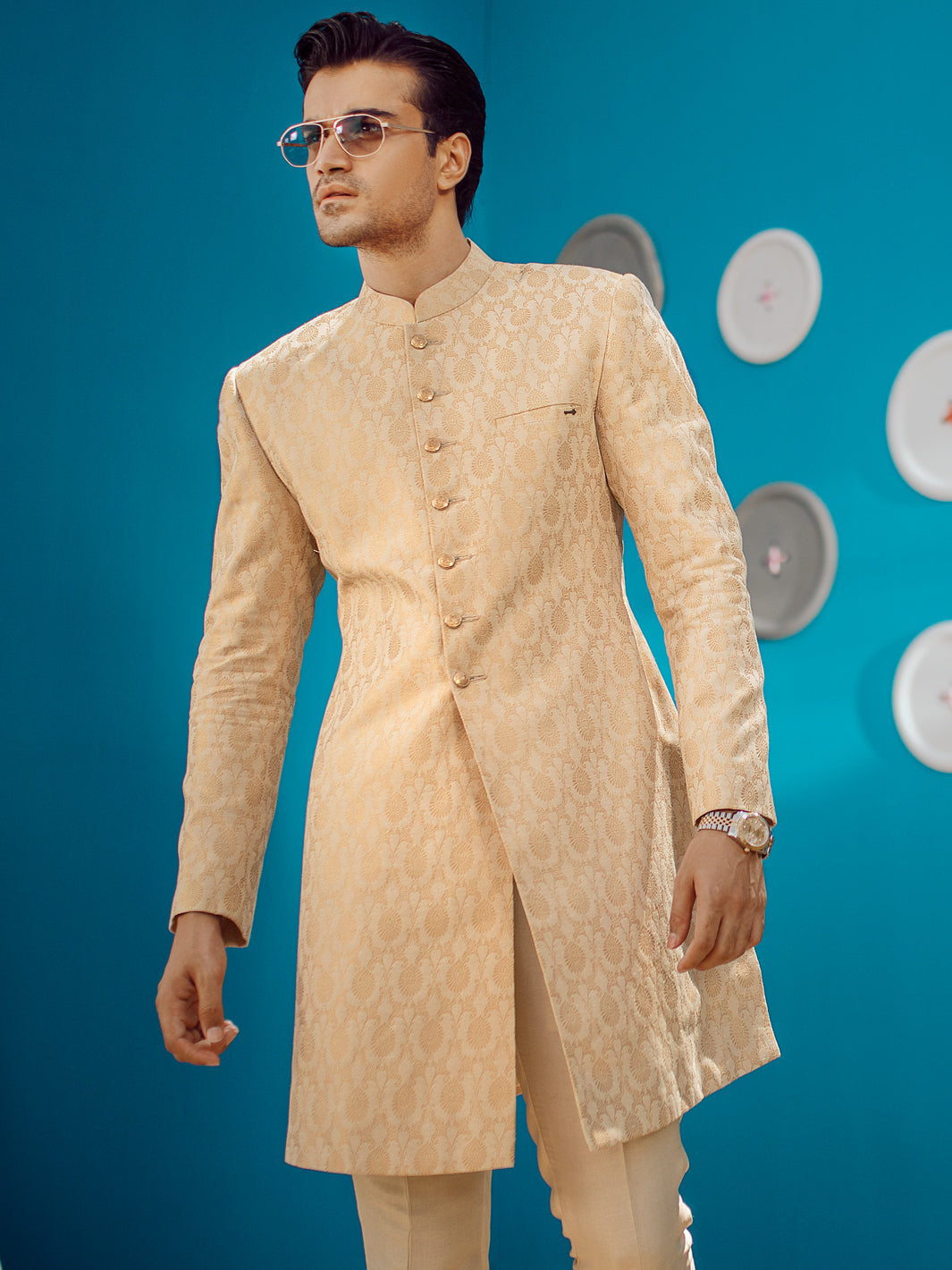 Beige Men Sherwani - AL-SW-121 - Almirah Online