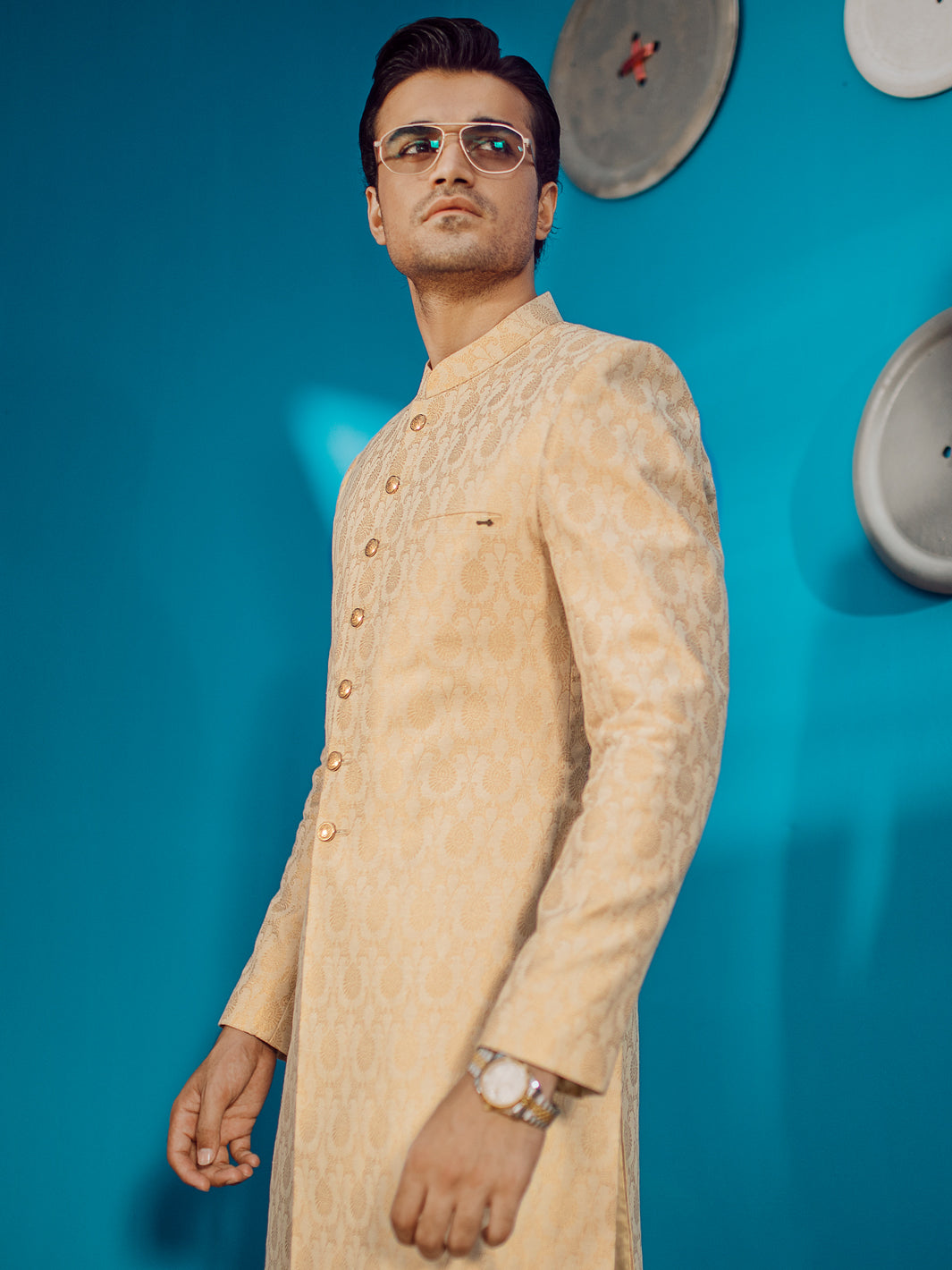 Beige Men Sherwani - AL-SW-121 - Almirah Online