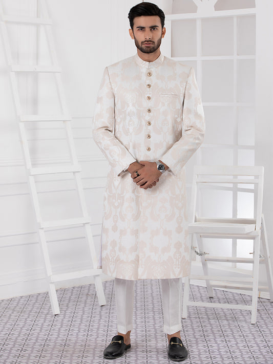 Cream Blended Men Sherwani - AL-SW-130