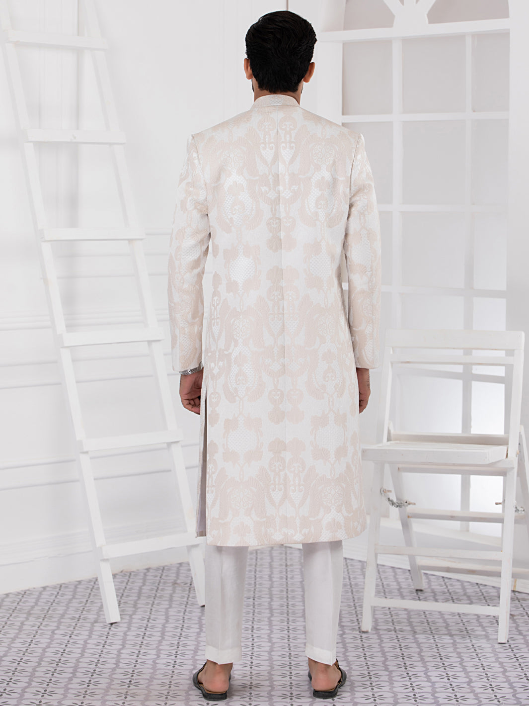 Cream Blended Men Sherwani - AL-SW-130