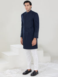 Navy Blue Blended Sherwani - AL-SW-133